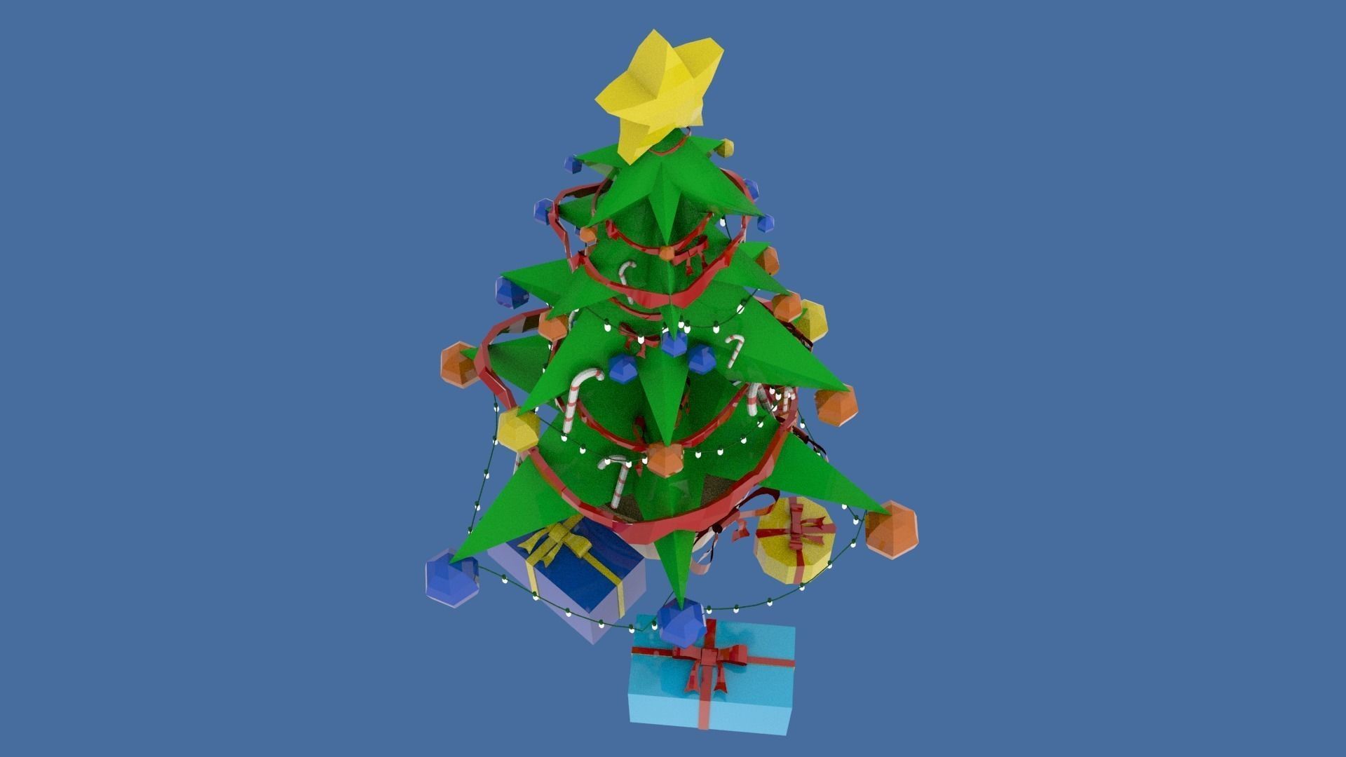 Stylized  Xmas tree  Low-poly 3D model_4