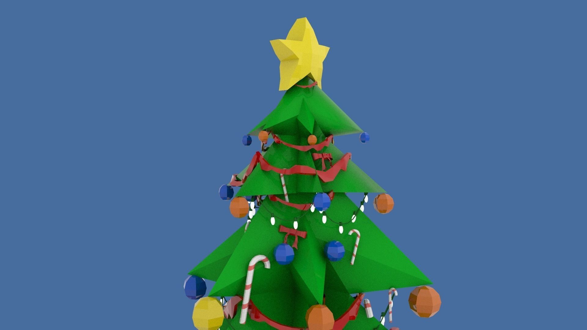 Stylized  Xmas tree  Low-poly 3D model_3