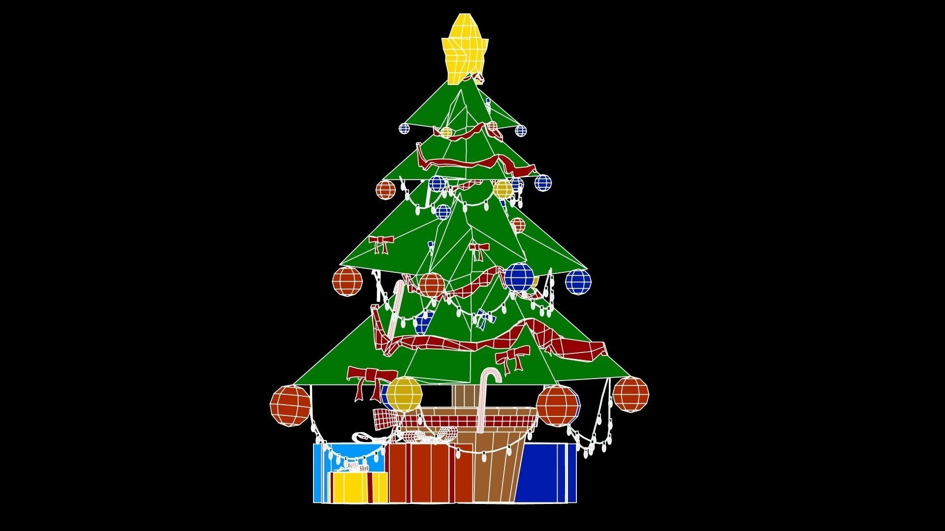 Stylized  Xmas tree  Low-poly 3D model_18