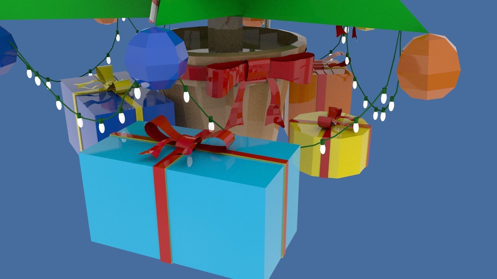 Stylized  Xmas tree  Low-poly 3D model_8