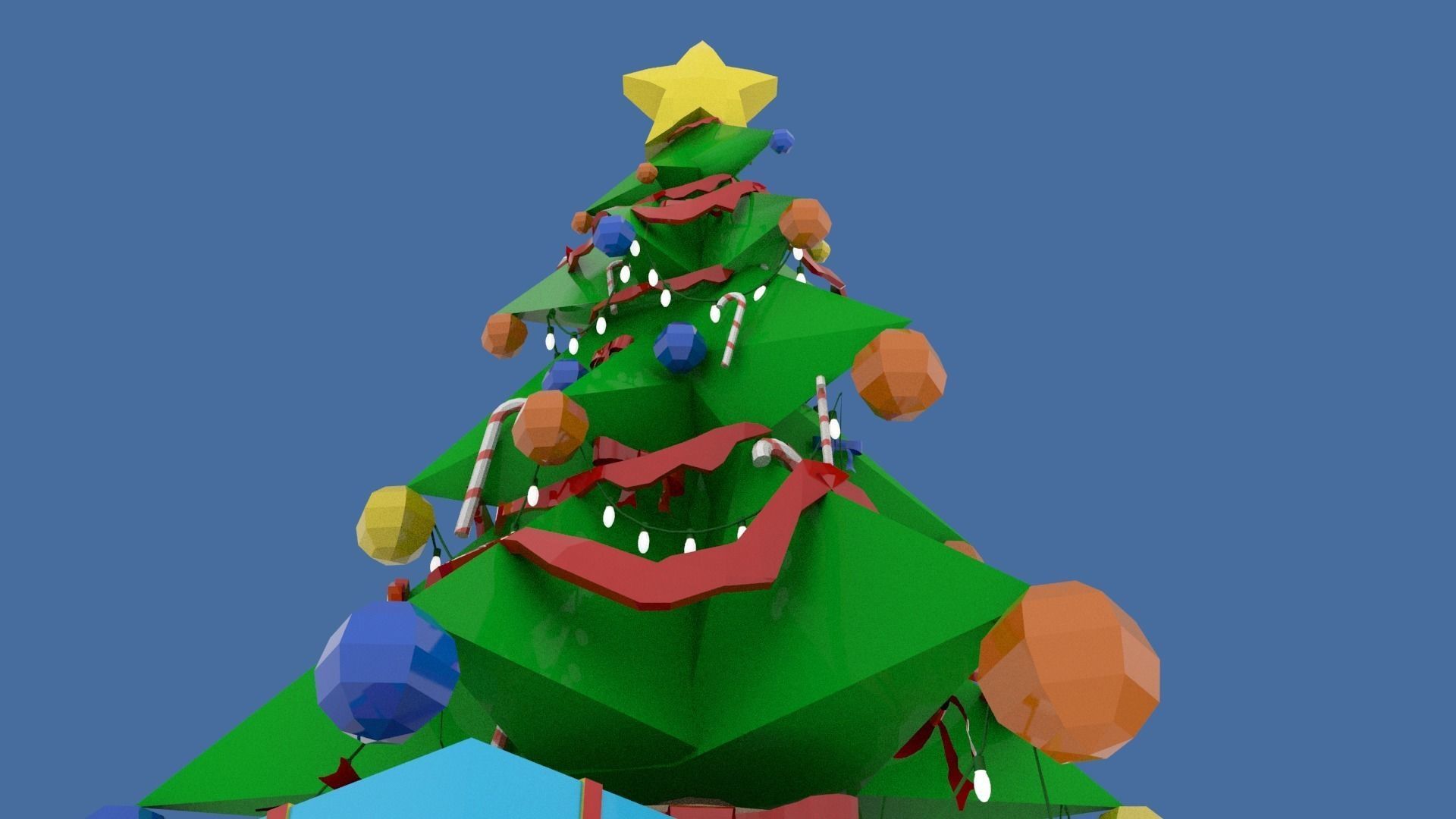 Stylized  Xmas tree  Low-poly 3D model_5
