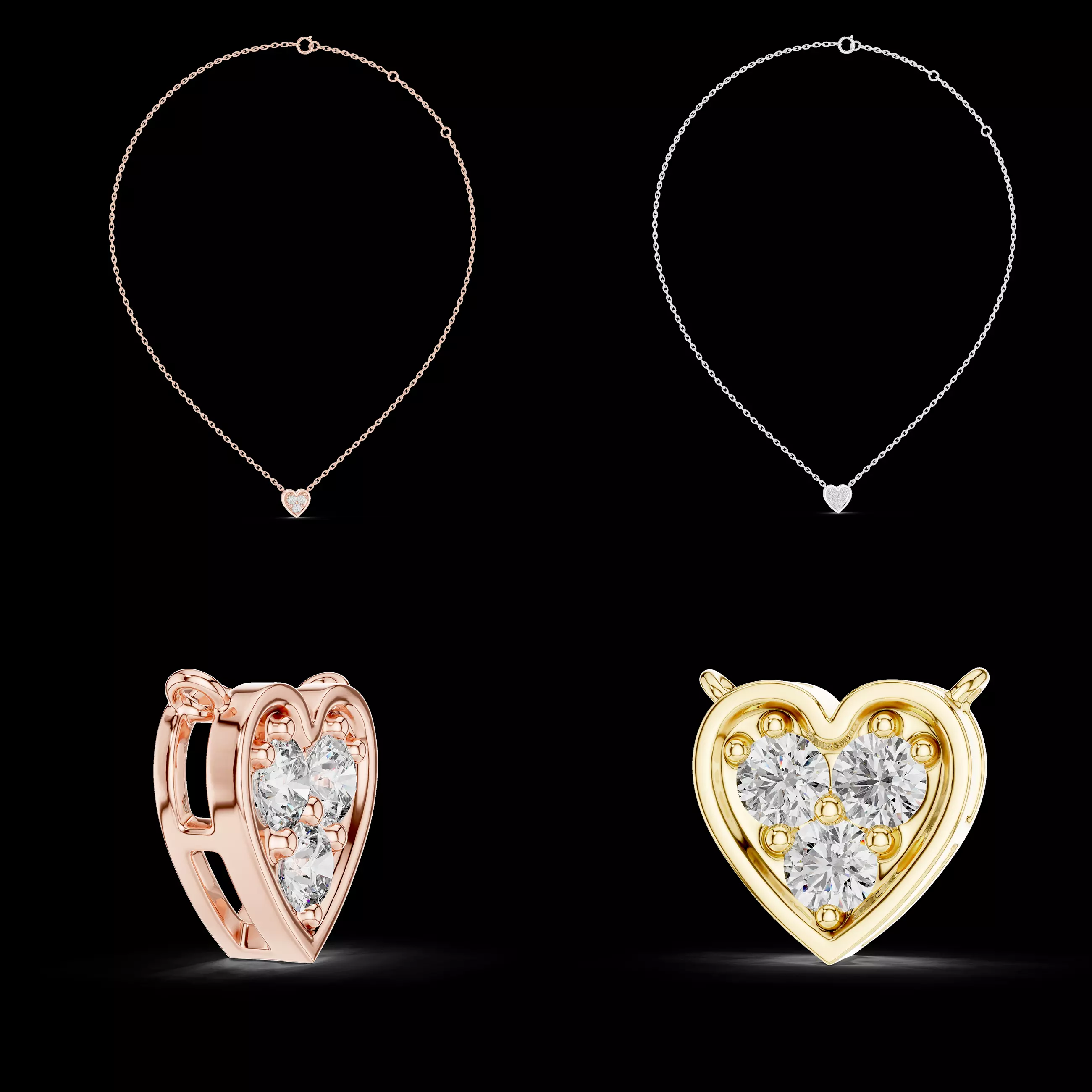 Heart Diamond Pendant CAD Design STL 3DM File 3D print model