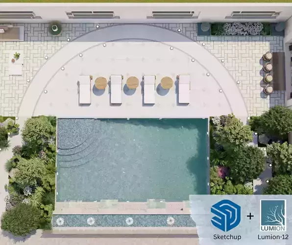 landscape Design 01 - SKP and LUMION 3D model