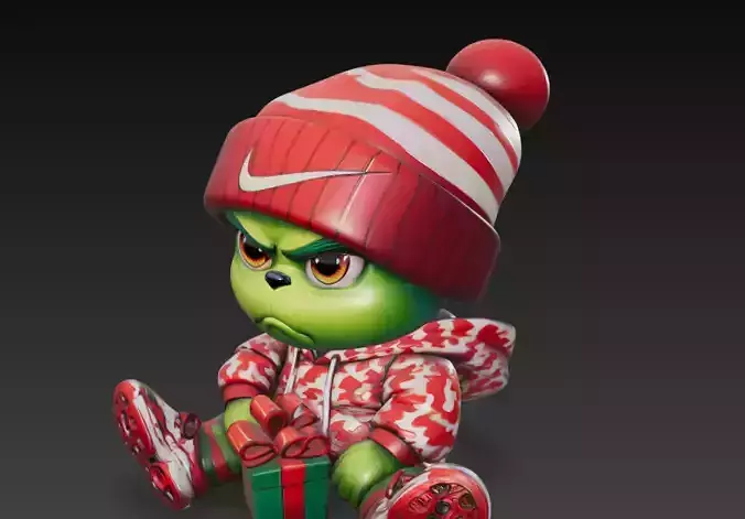 Christmas Grump Toy - Cute Holiday Character 3D Model