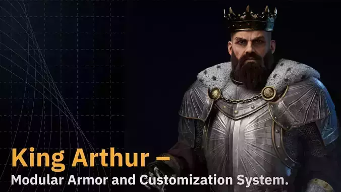 King warrior 3d lowpoly character