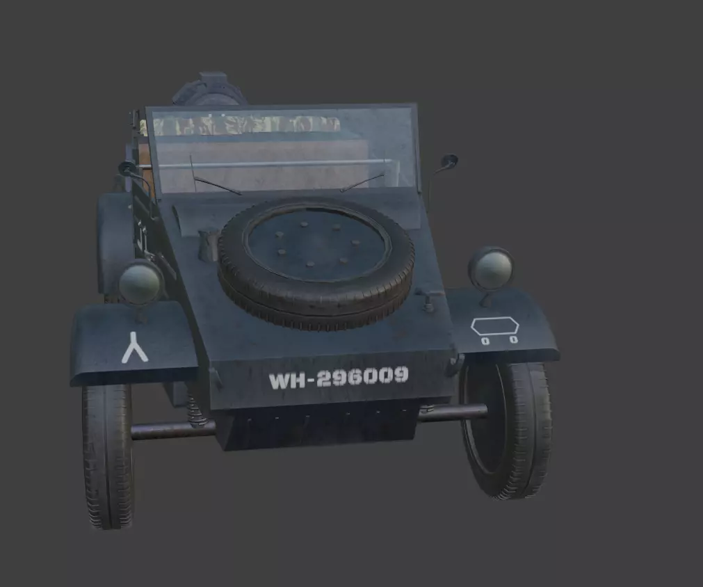 Flak Sw 36 Flakscheinwerfer with Kubelwagen 3D model