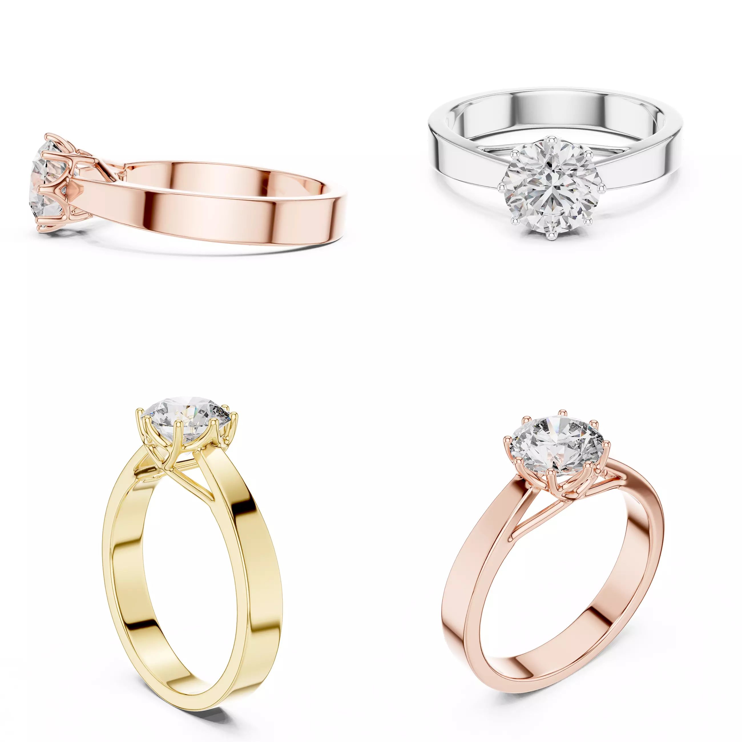 Ladies Solitaire Diamond Ring CAD Design STL 3DM File 3D print model