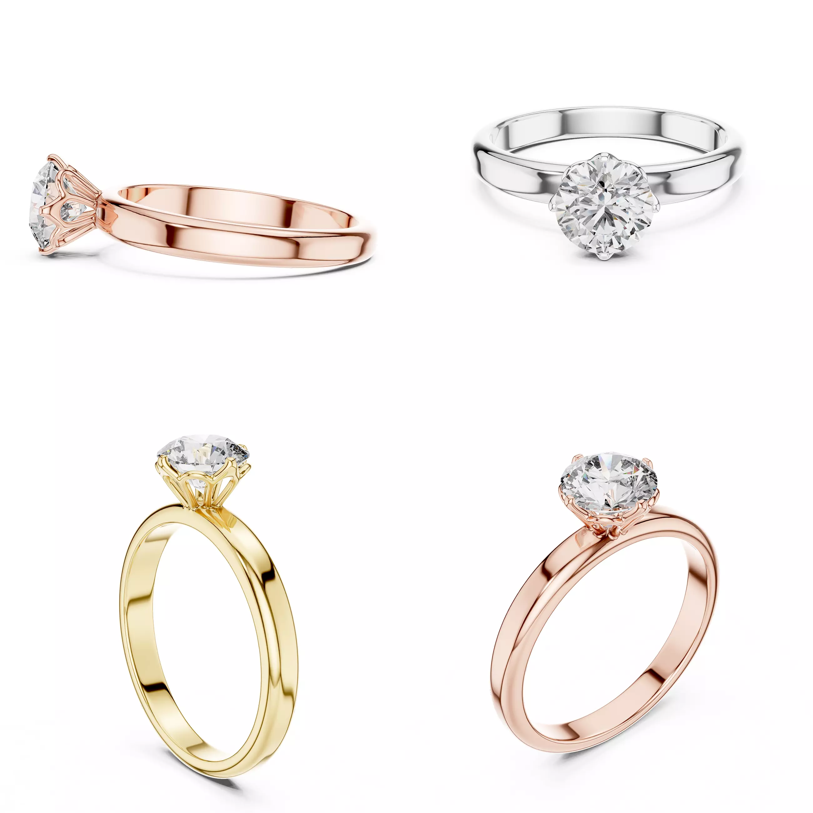 Crown Prong Engagement Ring CAD Design STL 3DM Jewelry 3D print model