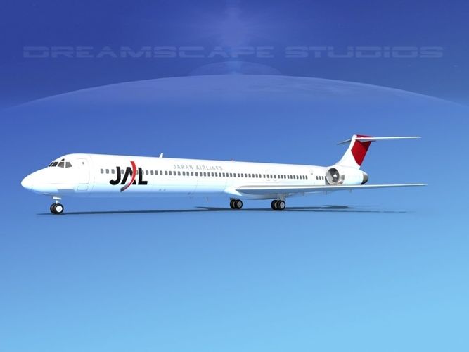 JAPAN AIRLINES MD-90 スケール1:100 McDonnell Douglas MD-90 Japan Airlines 1 3D model rigged