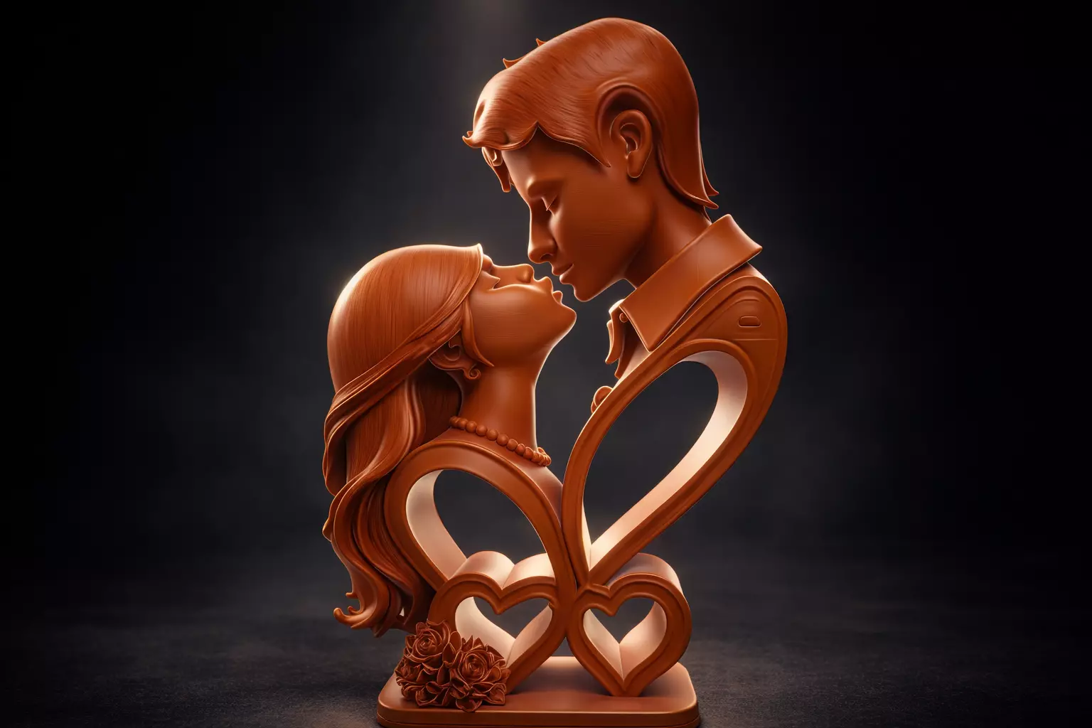 Romantic Couple Heart Sculpture Love Kiss Valentine 3D print model