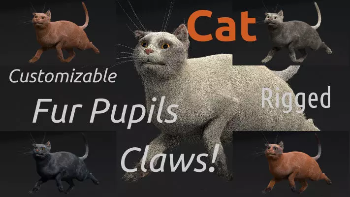 Customizable Rigged Cat 3D model_0