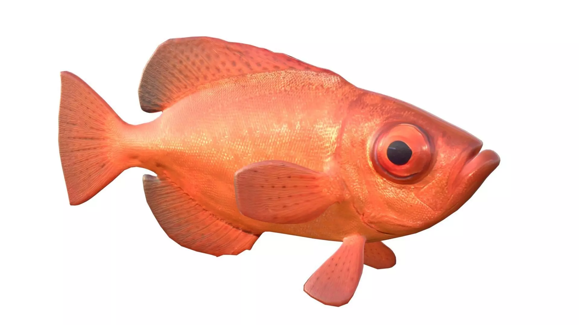 Aweoweo bigeye snapper Low-poly 3D model