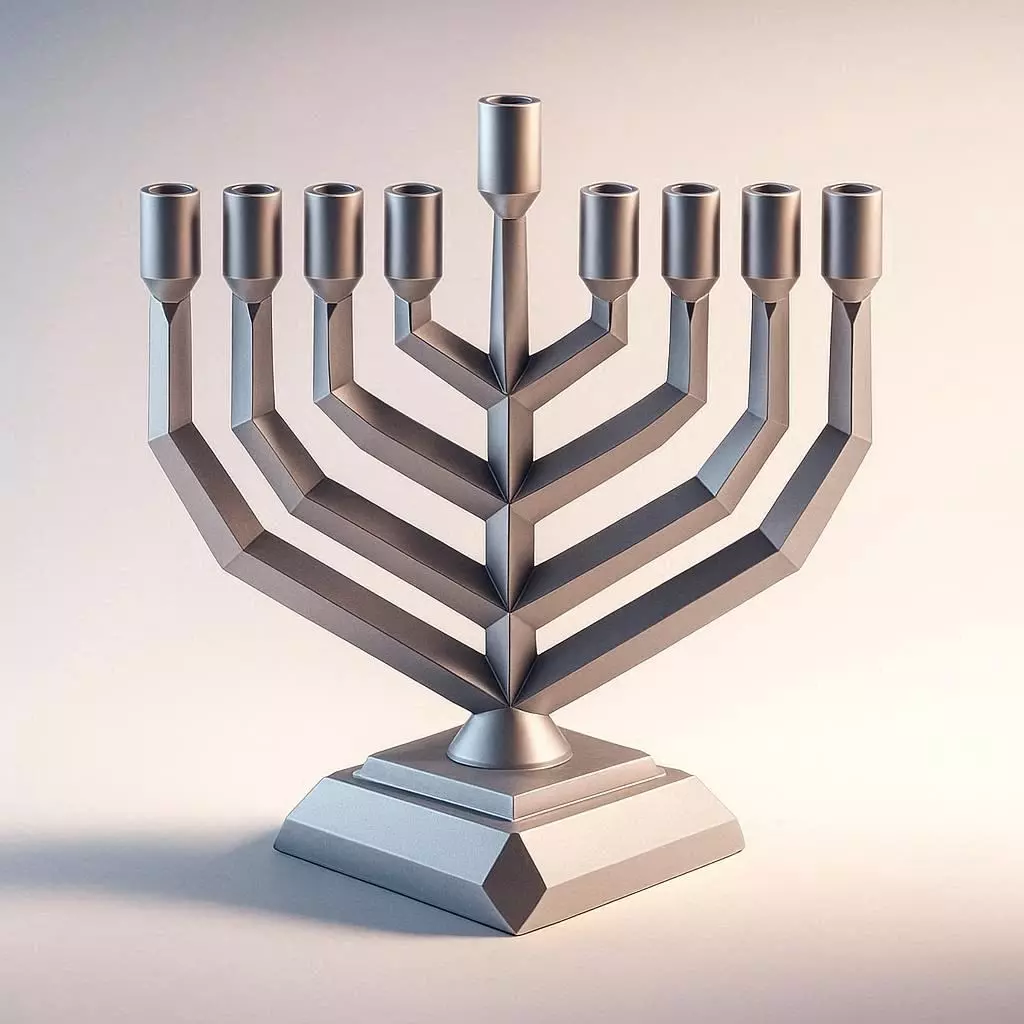 Modern Geometric Silver Hanukkah Menorah 3D print model