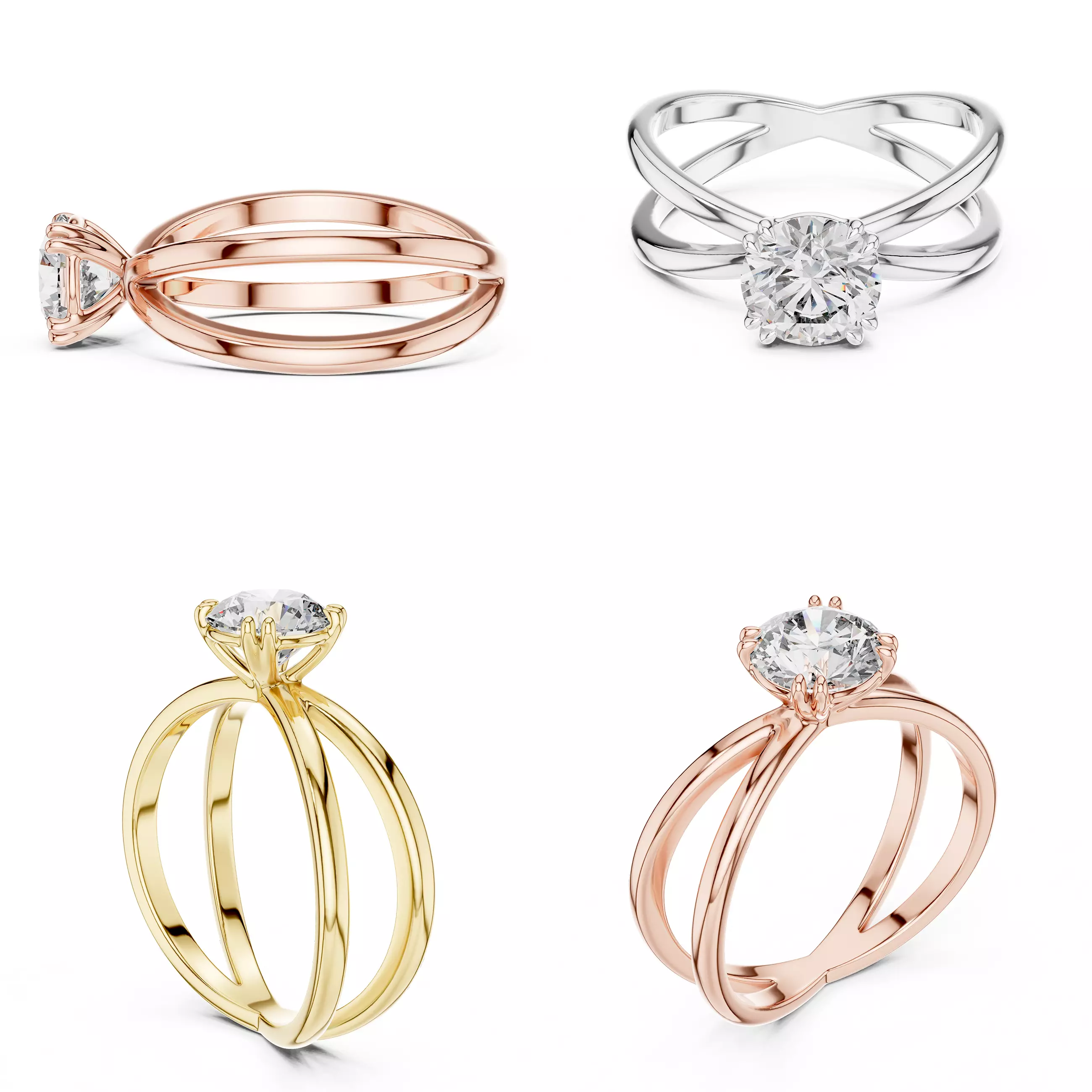 Elegant Split Shank Ladies Diamond Ring CAD Design 3DM STL 3D print model