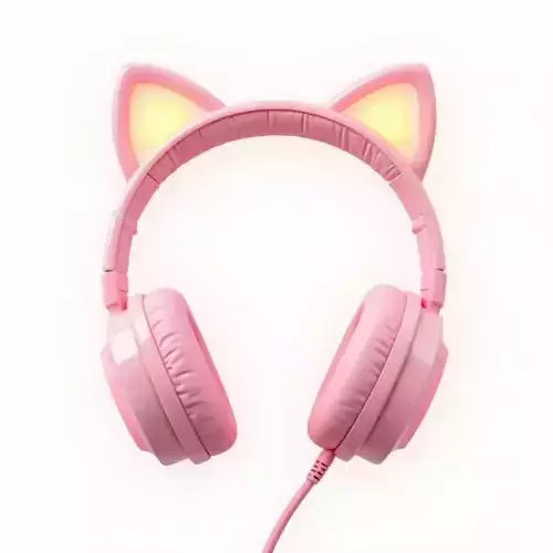 Pastel Pink CatEar Headphones 3D Model