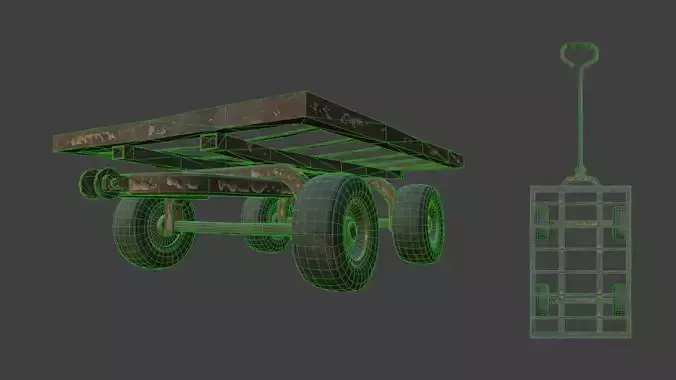 Hand rusty cart Low-poly 3D model 2