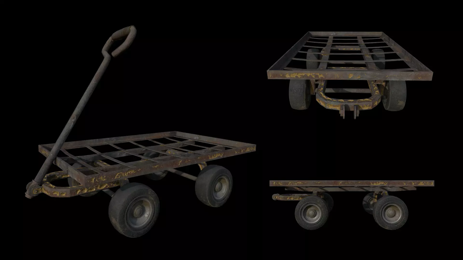 Hand rusty cart Low-poly 3D model