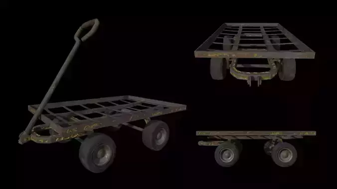 Hand rusty cart Low-poly 3D model