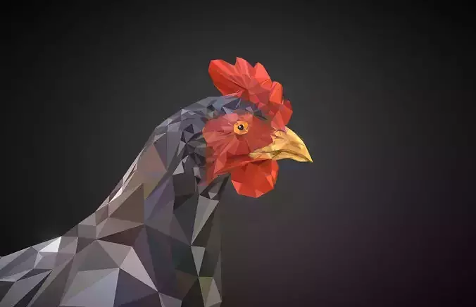 Christmas Chicken Grey Low Polygon Art Bird Low-poly 3D model