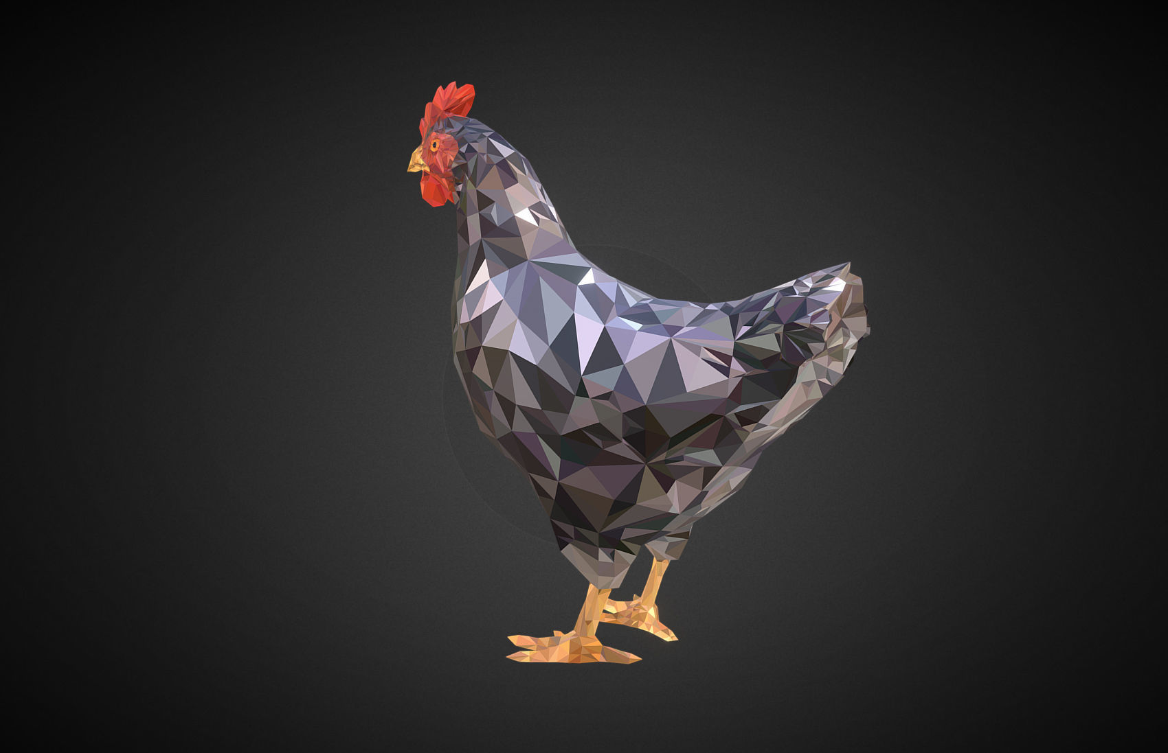 Christmas Chicken Grey Low Polygon Art Bird Low-poly 3D model_2