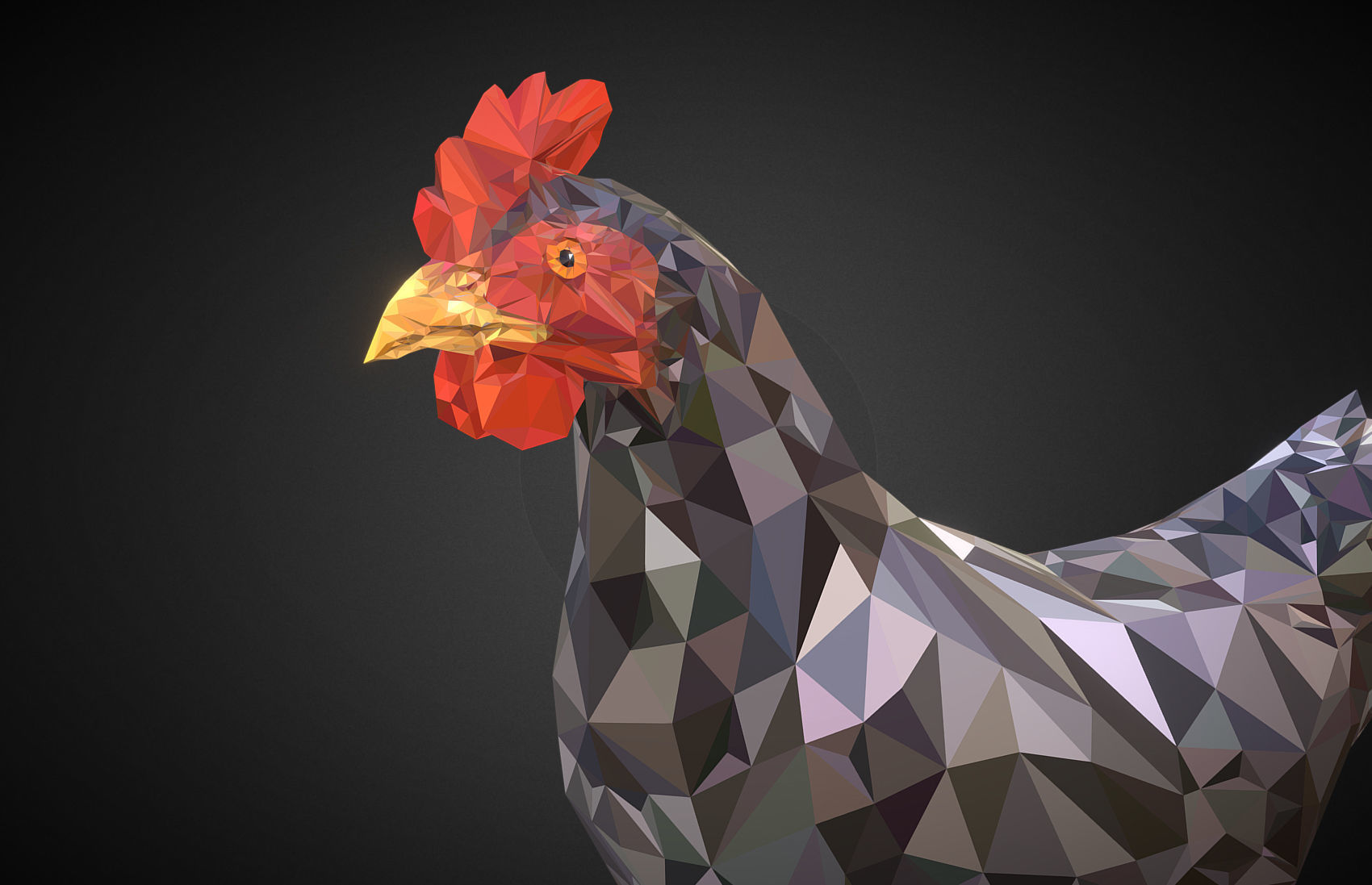 Christmas Chicken Grey Low Polygon Art Bird Low-poly 3D model_5