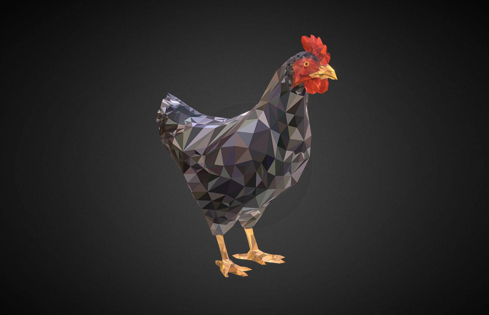 Christmas Chicken Grey Low Polygon Art Bird Low-poly 3D model_3