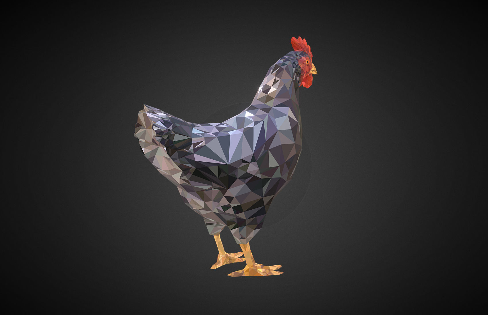 Christmas Chicken Grey Low Polygon Art Bird Low-poly 3D model_1