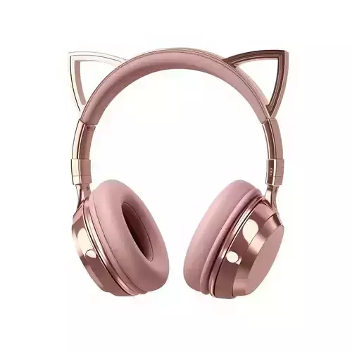 Luxury RoseGold and Blush Pink CatEar Headphones 3D Model