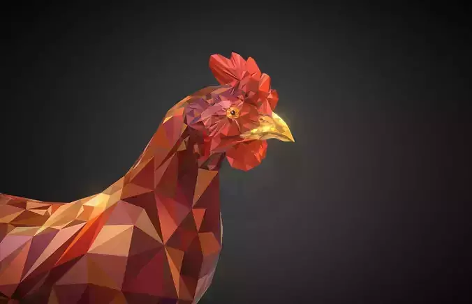 Christmas Chicken Redhead Low Polygon Art Bird