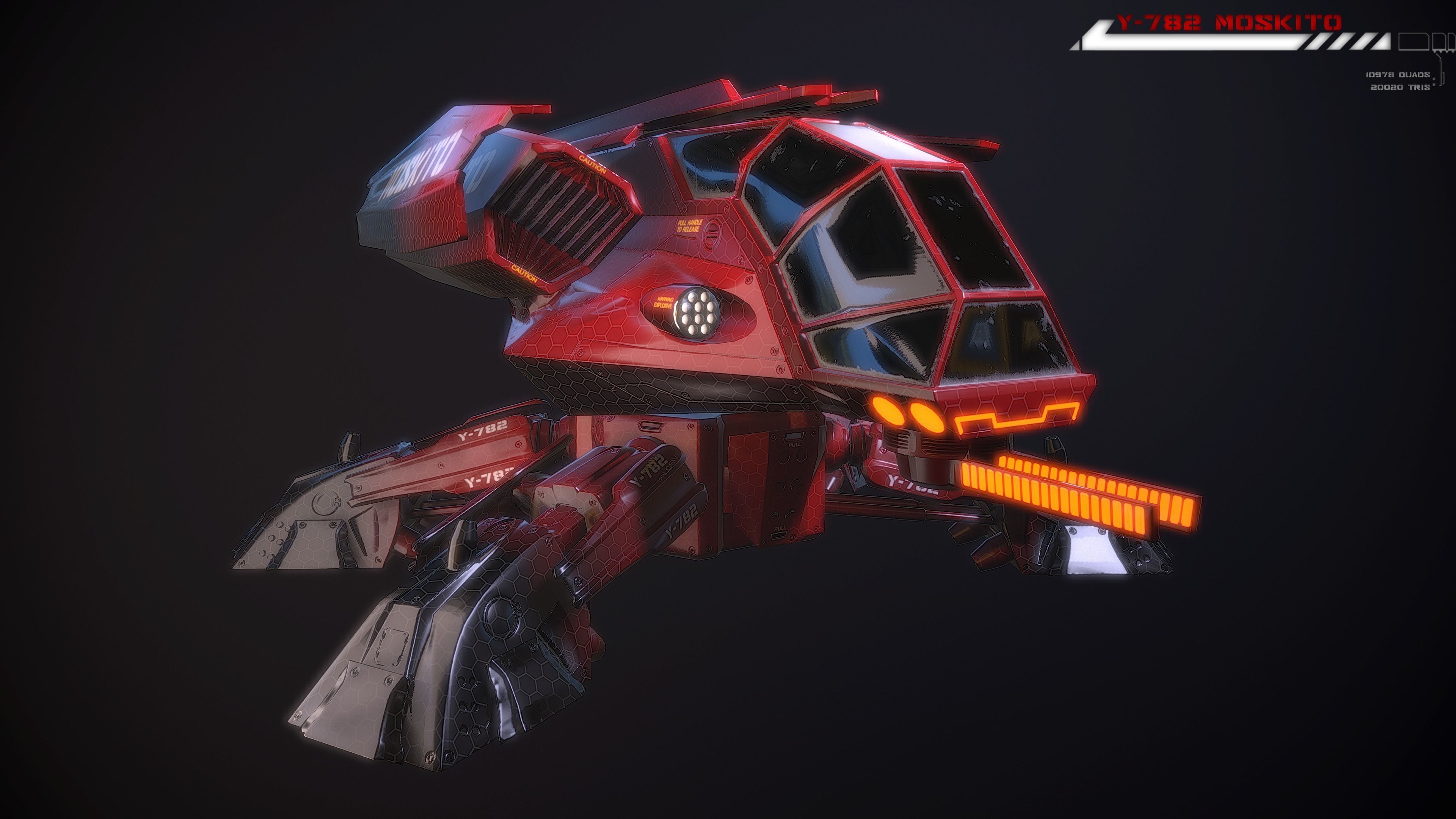 Y782 Moskito Lowpoly Low-poly 3D model_3