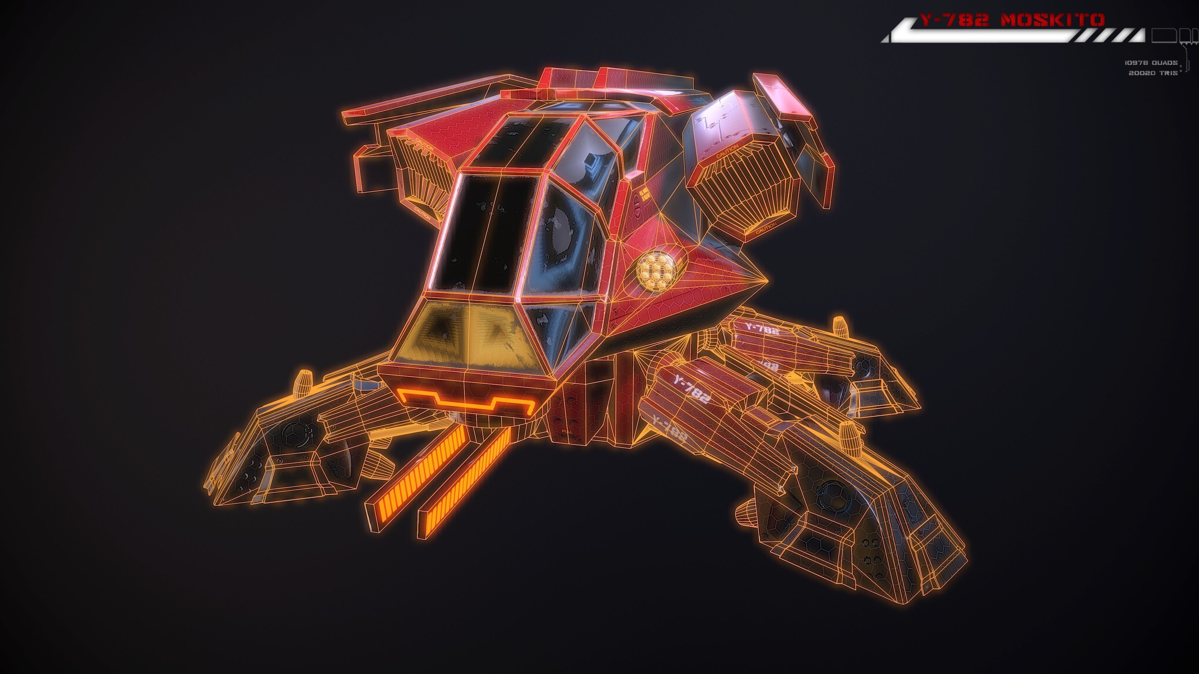 Y782 Moskito Lowpoly Low-poly 3D model_10