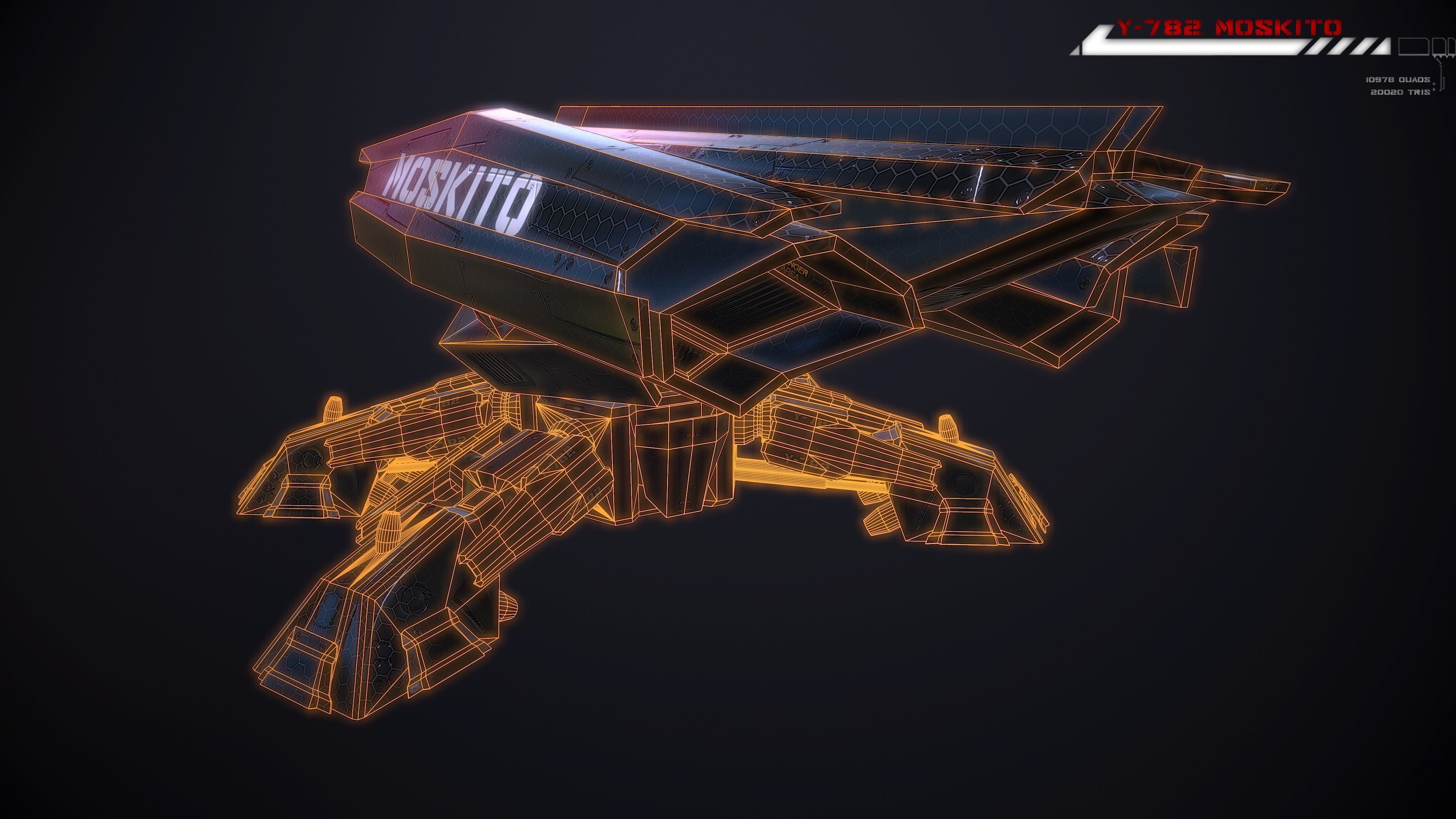 Y782 Moskito Lowpoly Low-poly 3D model_15