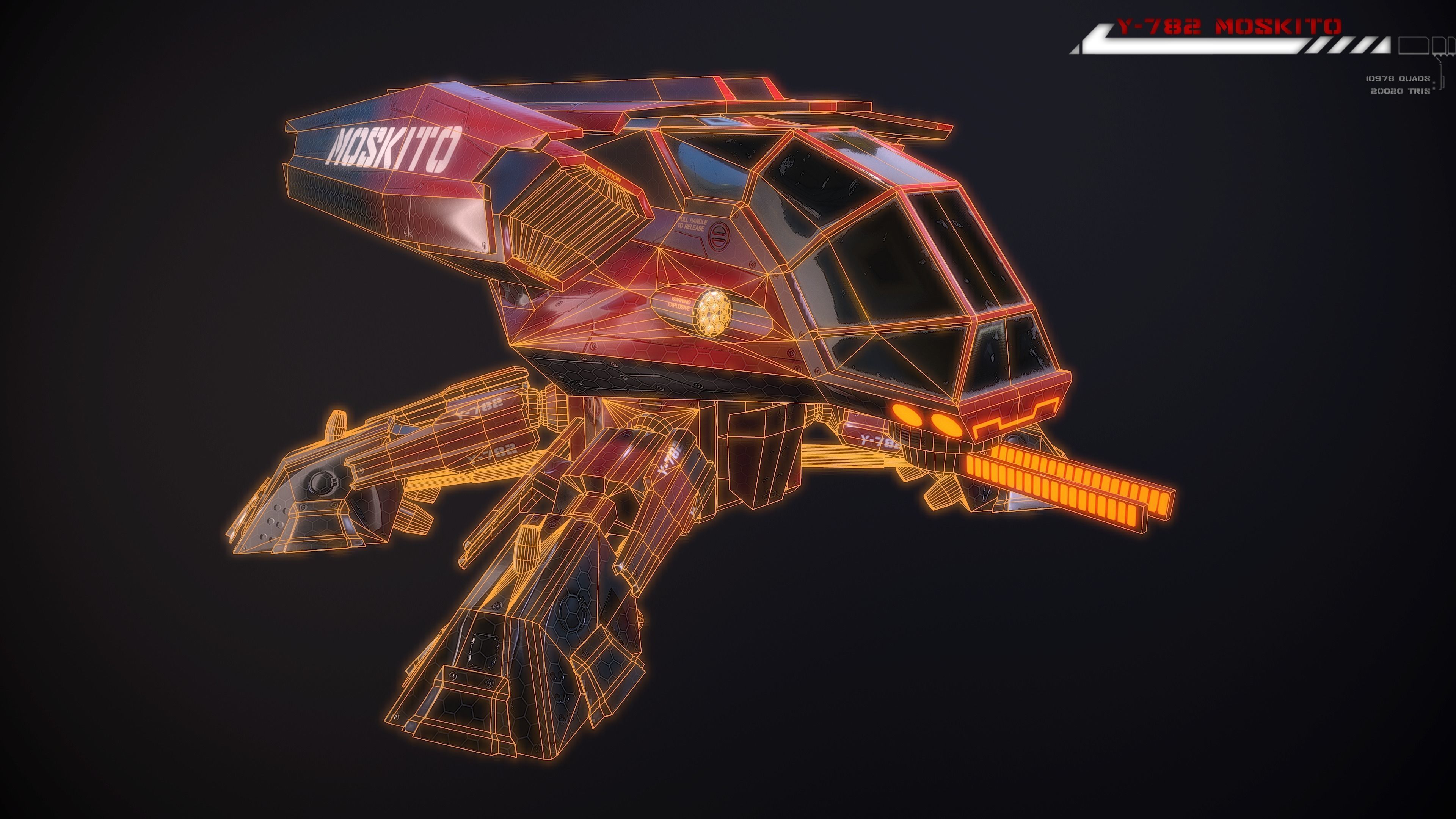 Y782 Moskito Lowpoly Low-poly 3D model_12