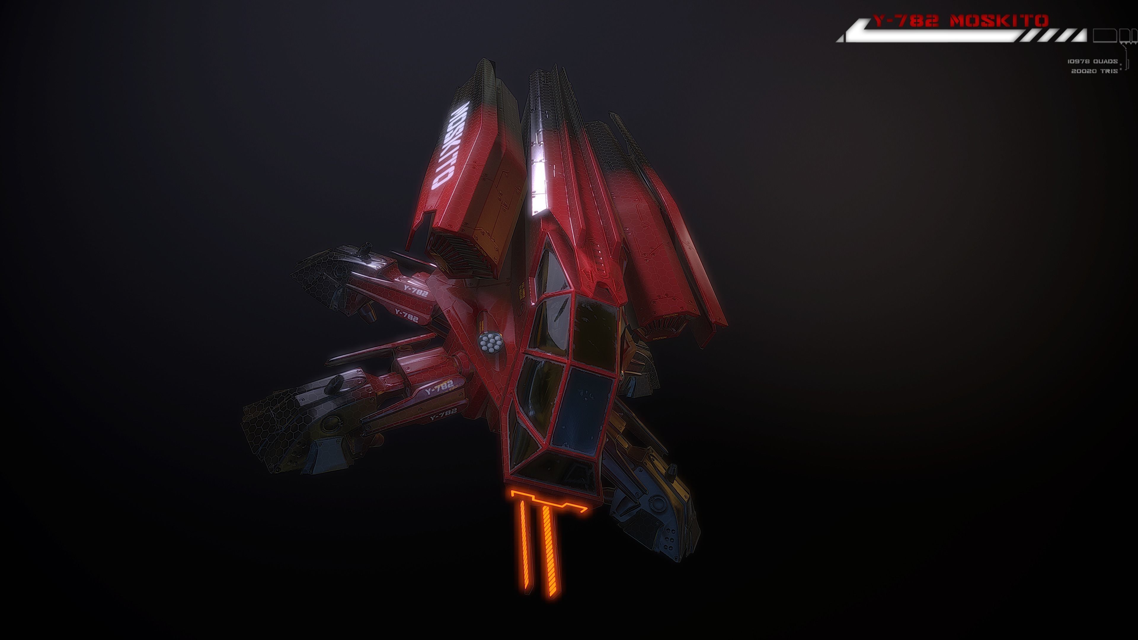 Y782 Moskito Lowpoly Low-poly 3D model_7