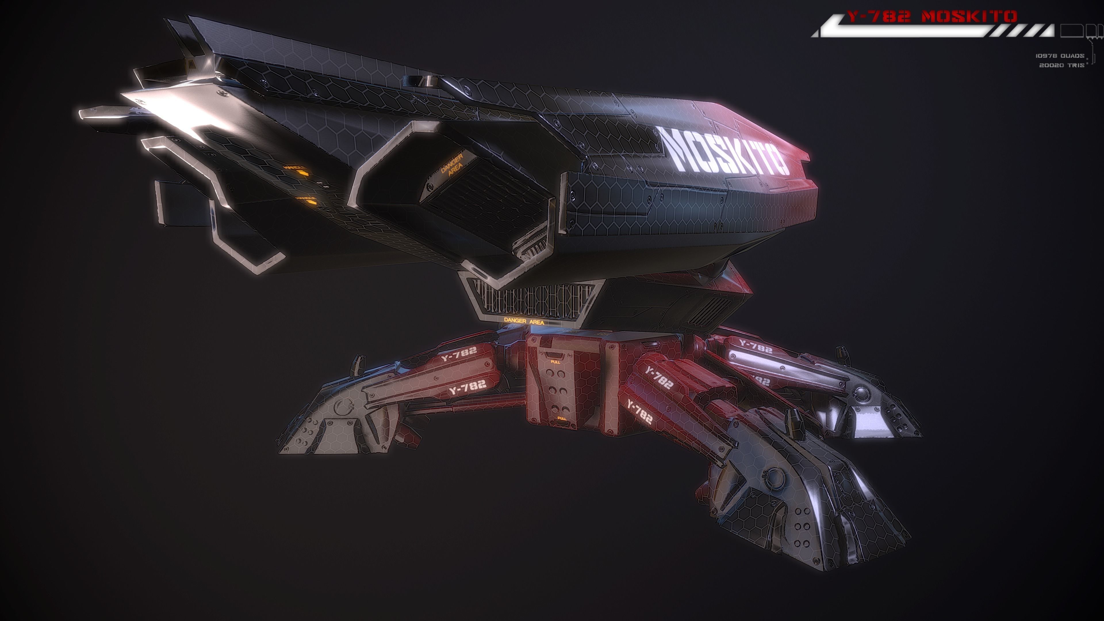 Y782 Moskito Lowpoly Low-poly 3D model_6