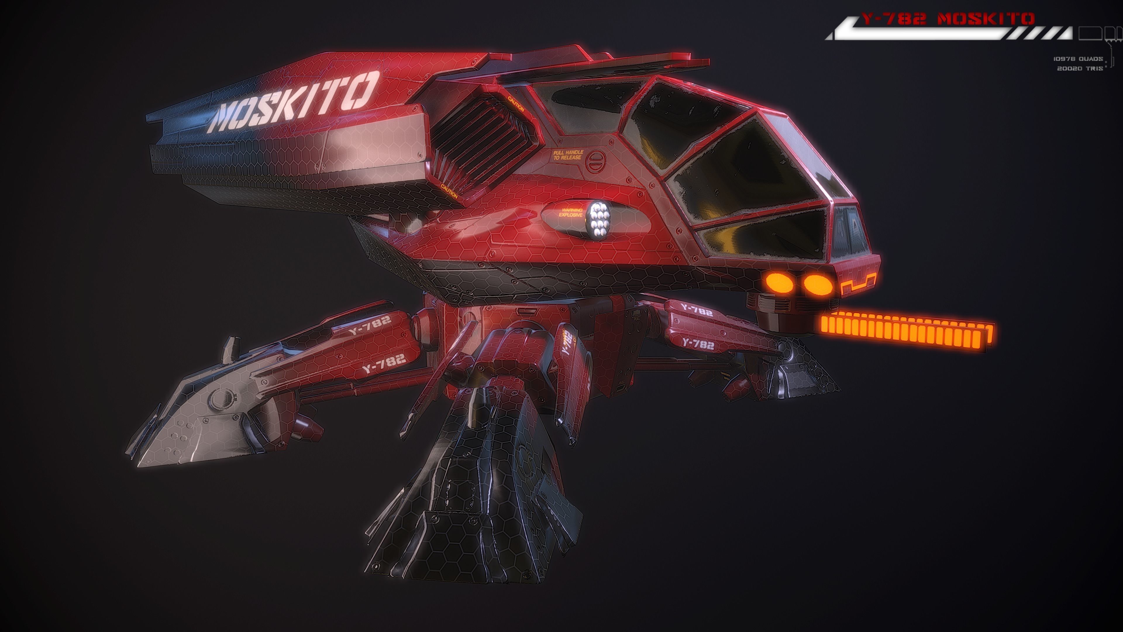 Y782 Moskito Lowpoly Low-poly 3D model_4