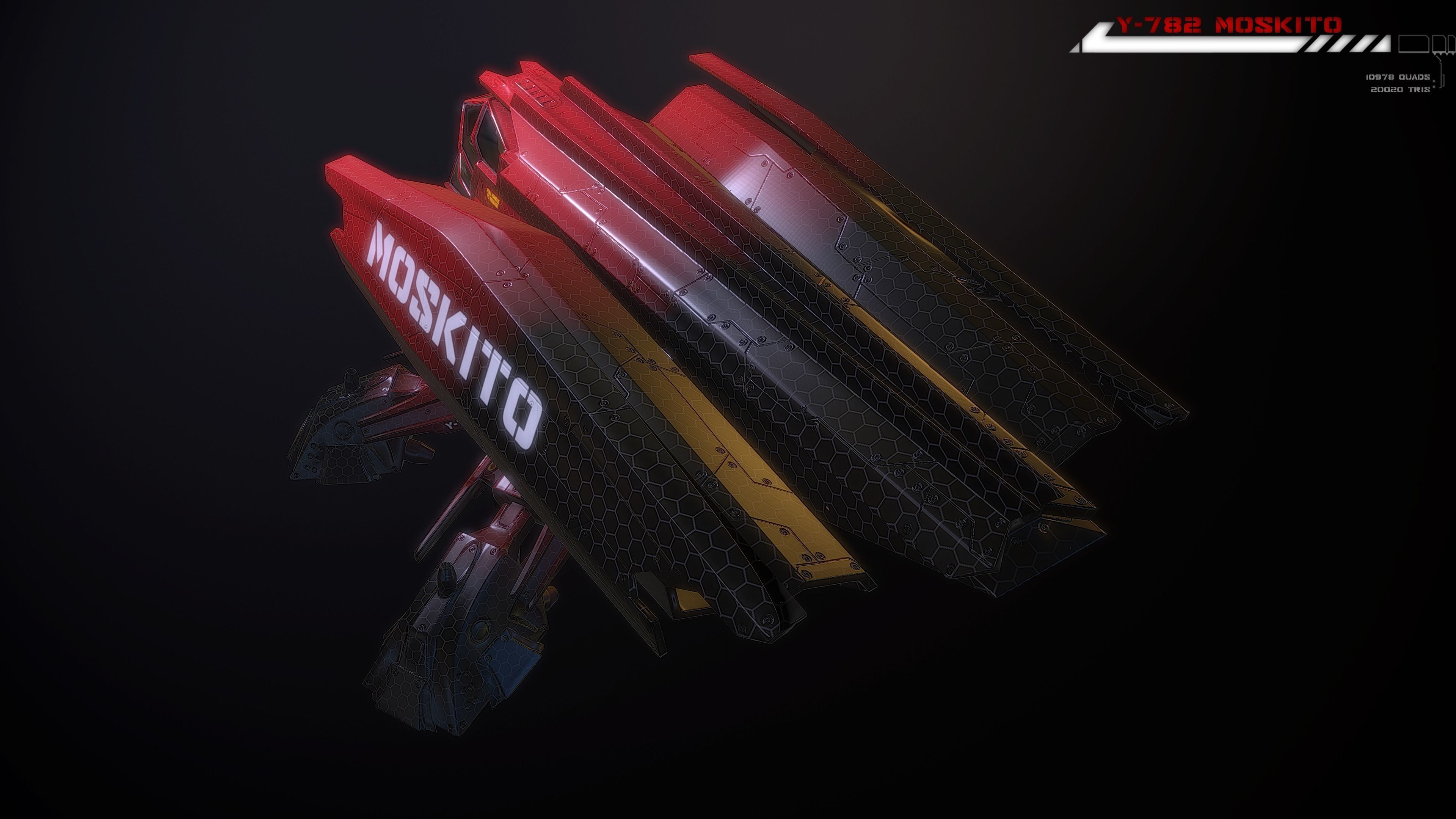 Y782 Moskito Lowpoly Low-poly 3D model_9