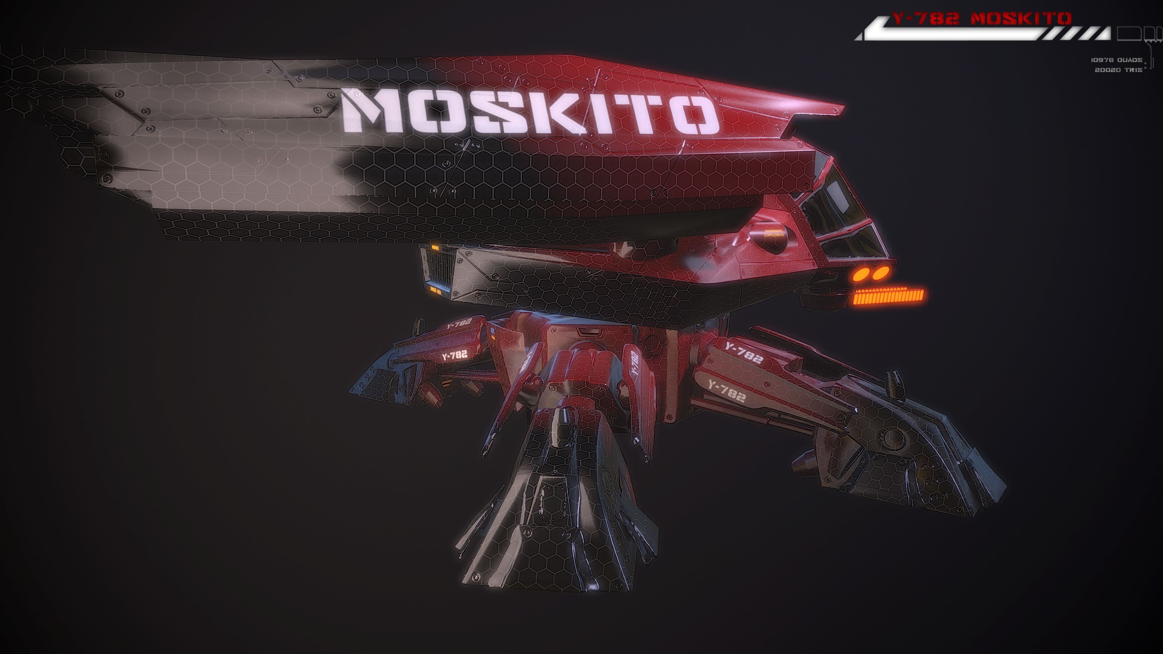 Y782 Moskito Lowpoly Low-poly 3D model_5