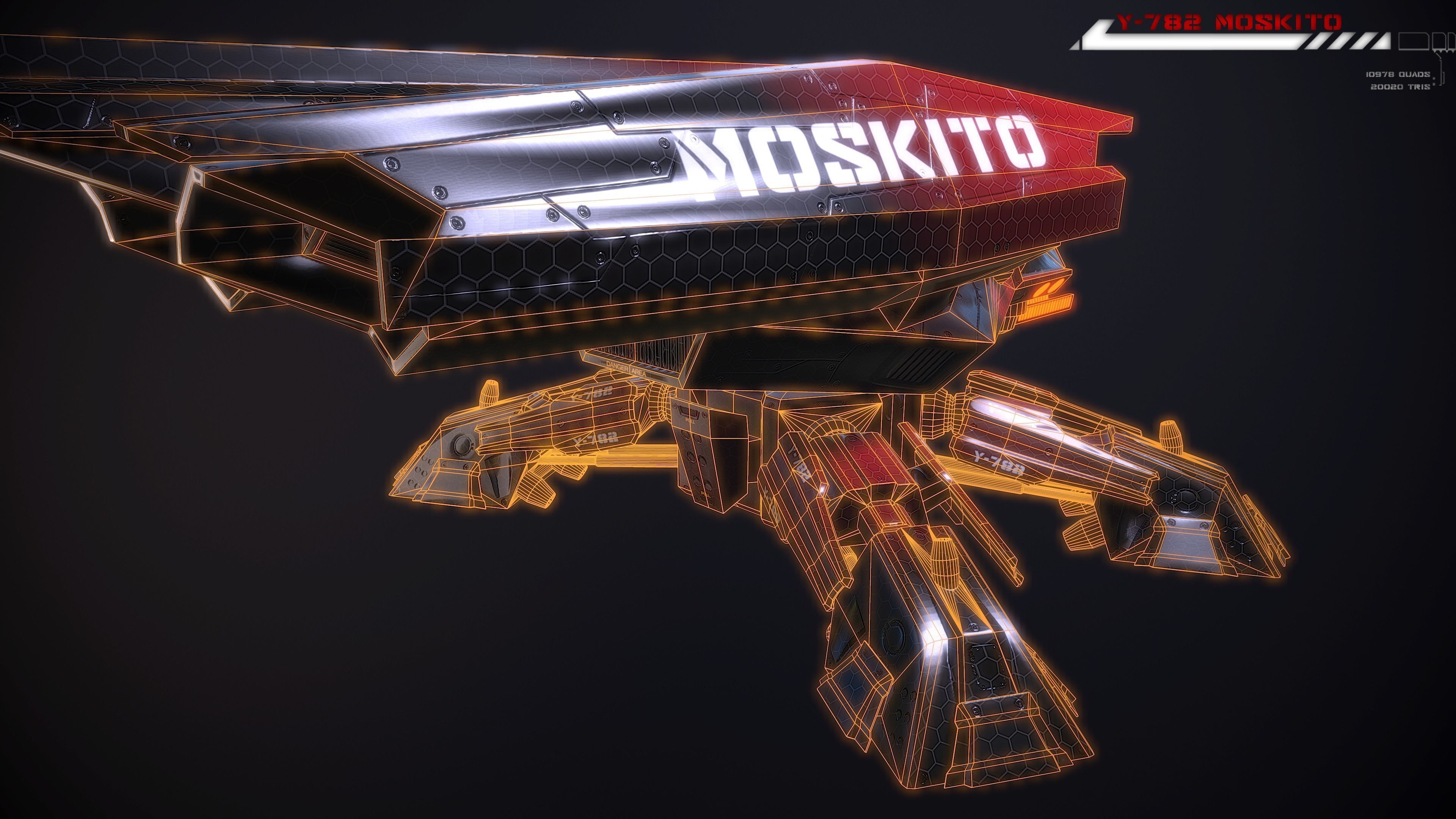 Y782 Moskito Lowpoly Low-poly 3D model_13