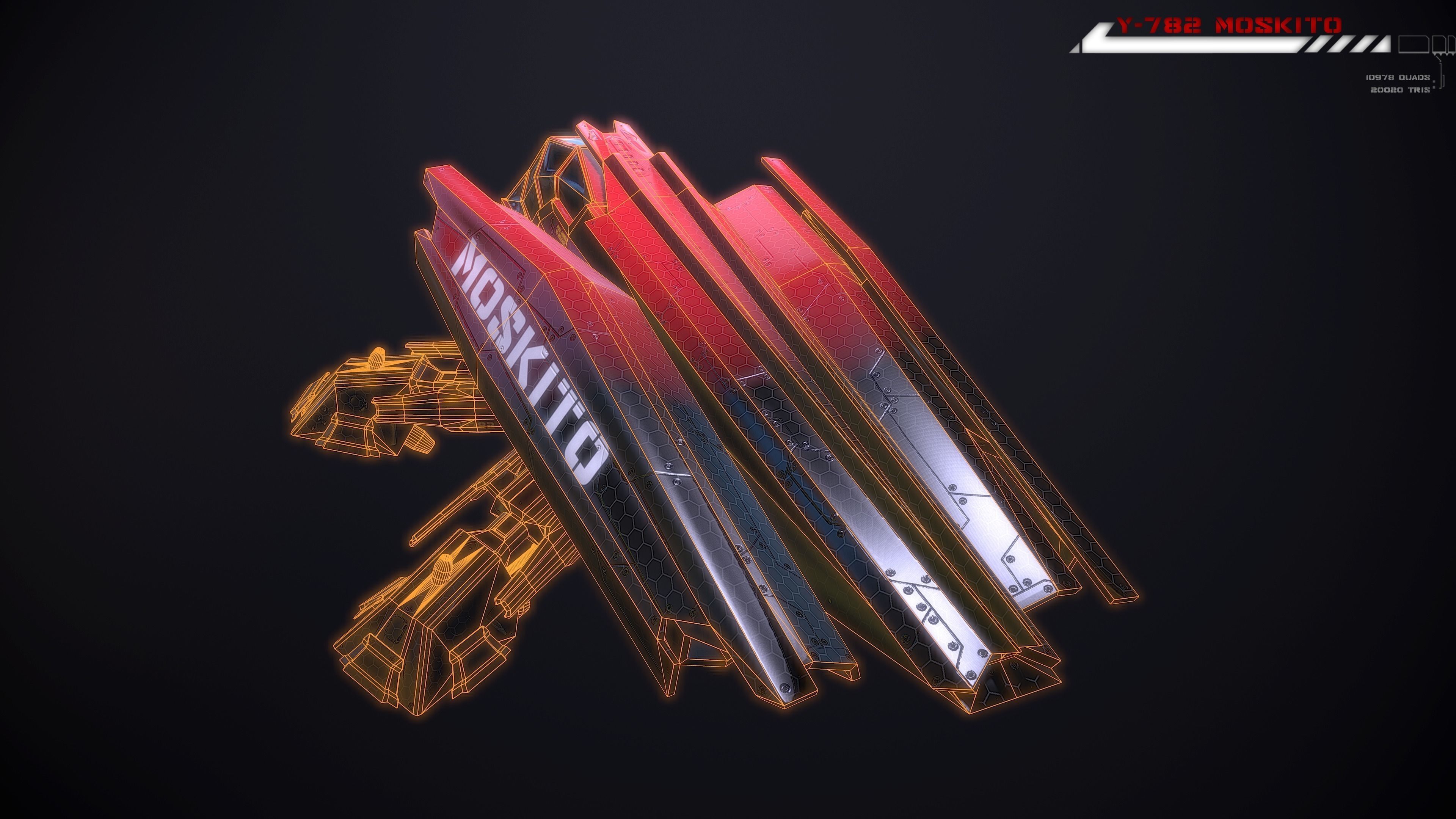 Y782 Moskito Lowpoly Low-poly 3D model_18