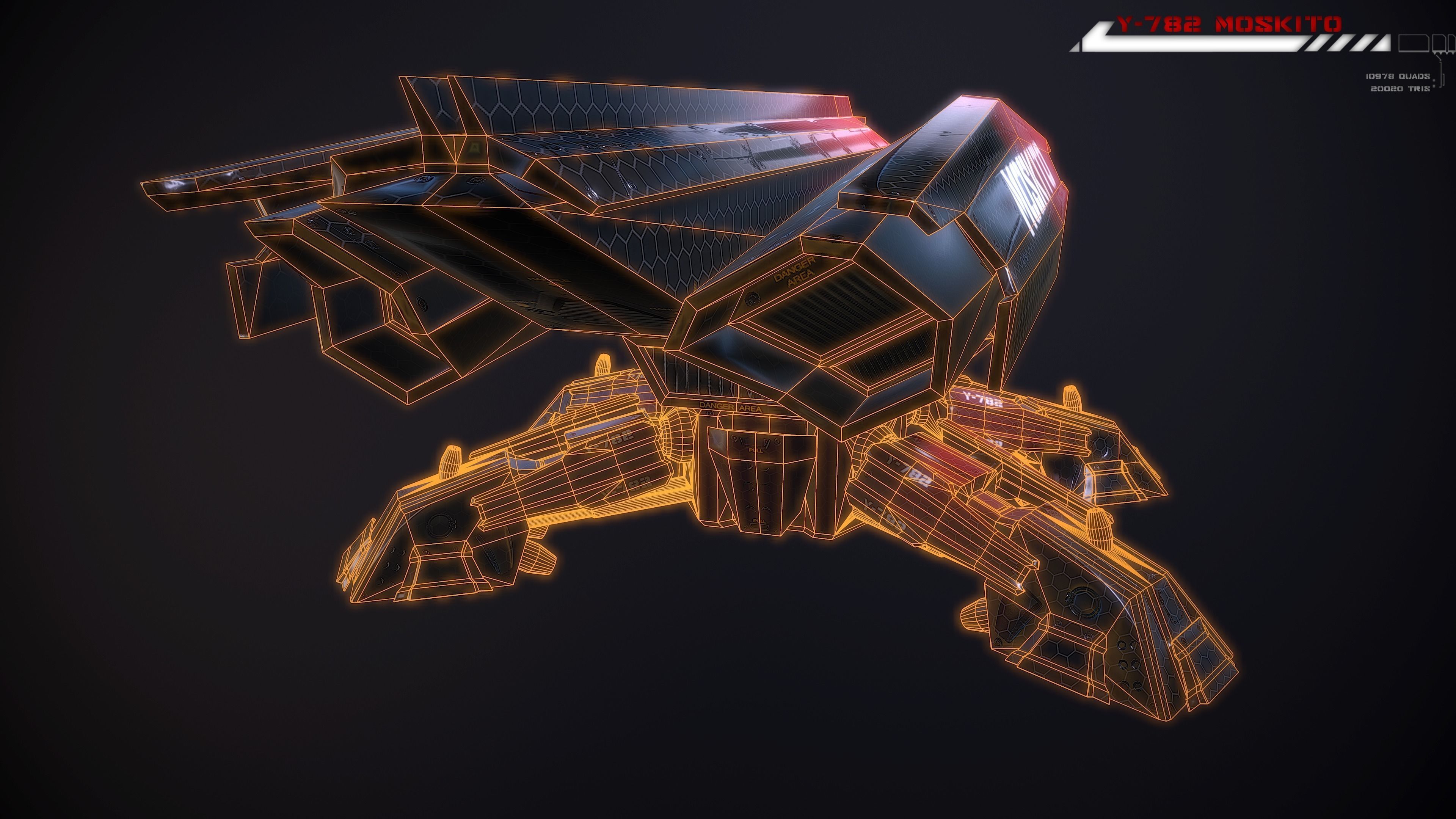 Y782 Moskito Lowpoly Low-poly 3D model_14