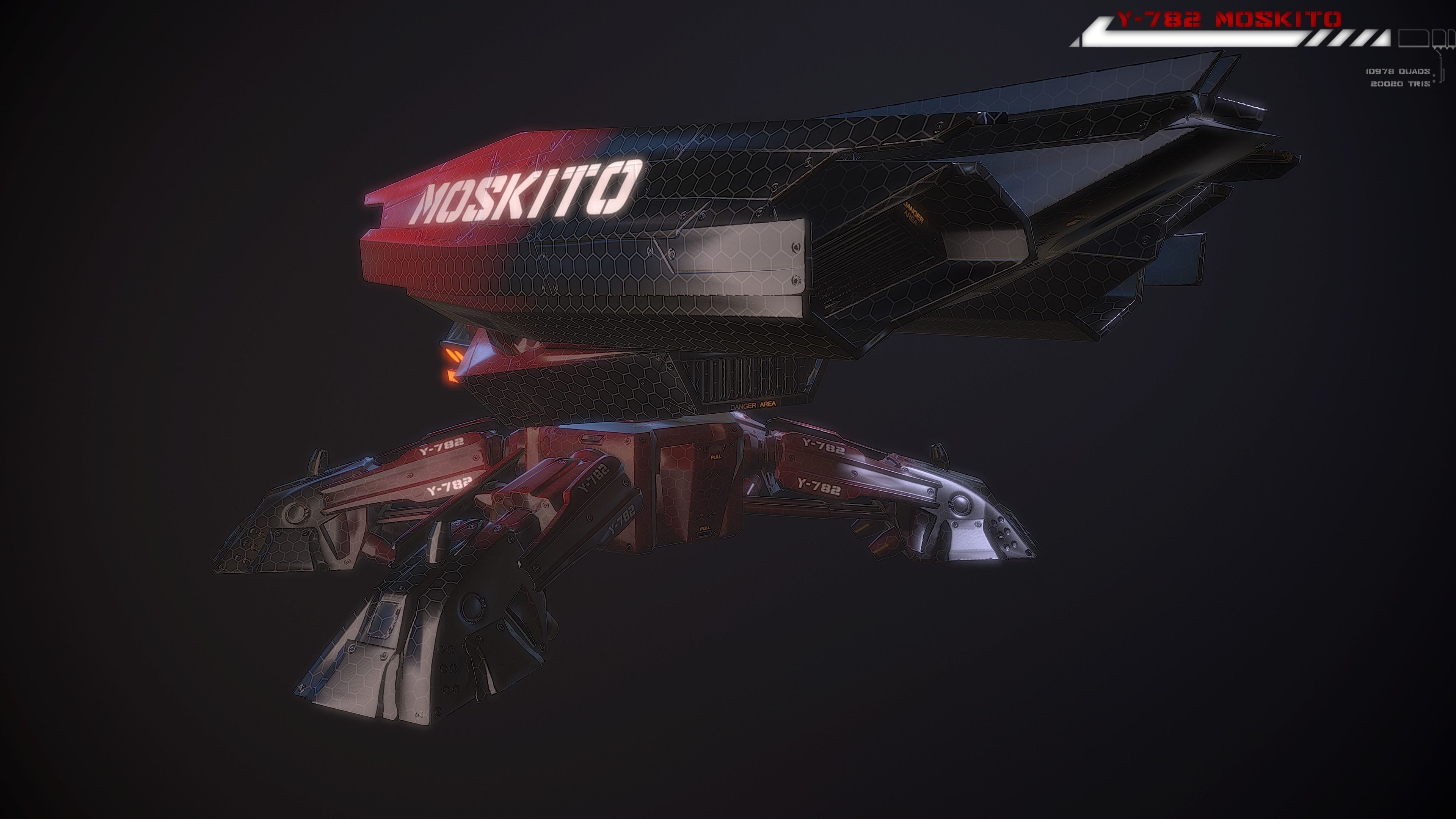 Y782 Moskito Lowpoly Low-poly 3D model_8