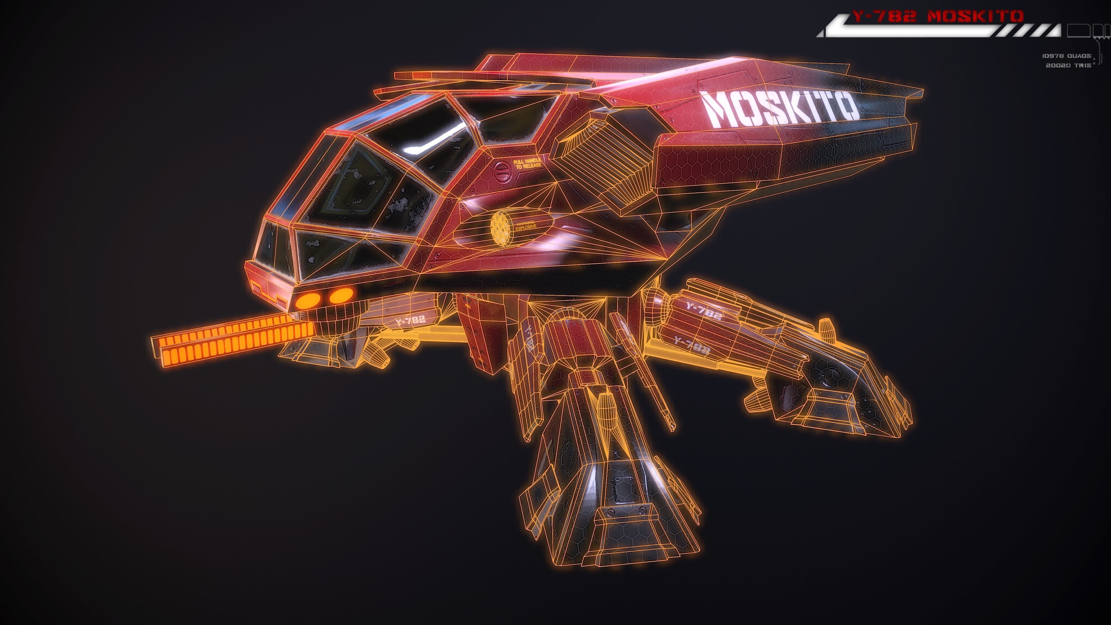 Y782 Moskito Lowpoly Low-poly 3D model_11
