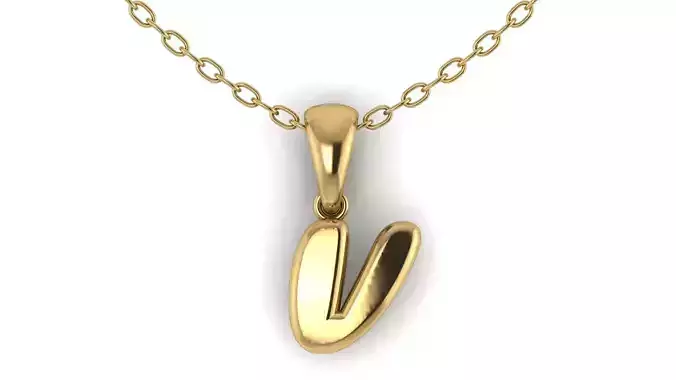 V alphabet solid pendant