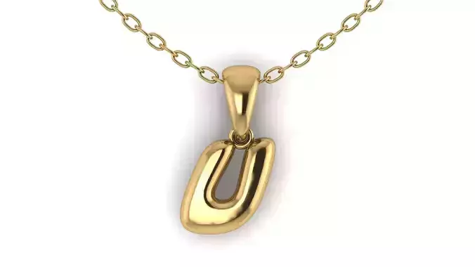 U alphabet solid pendant