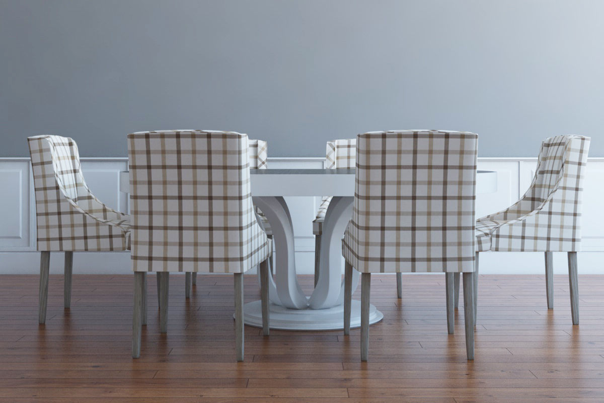 table with chairs set 3D model_2