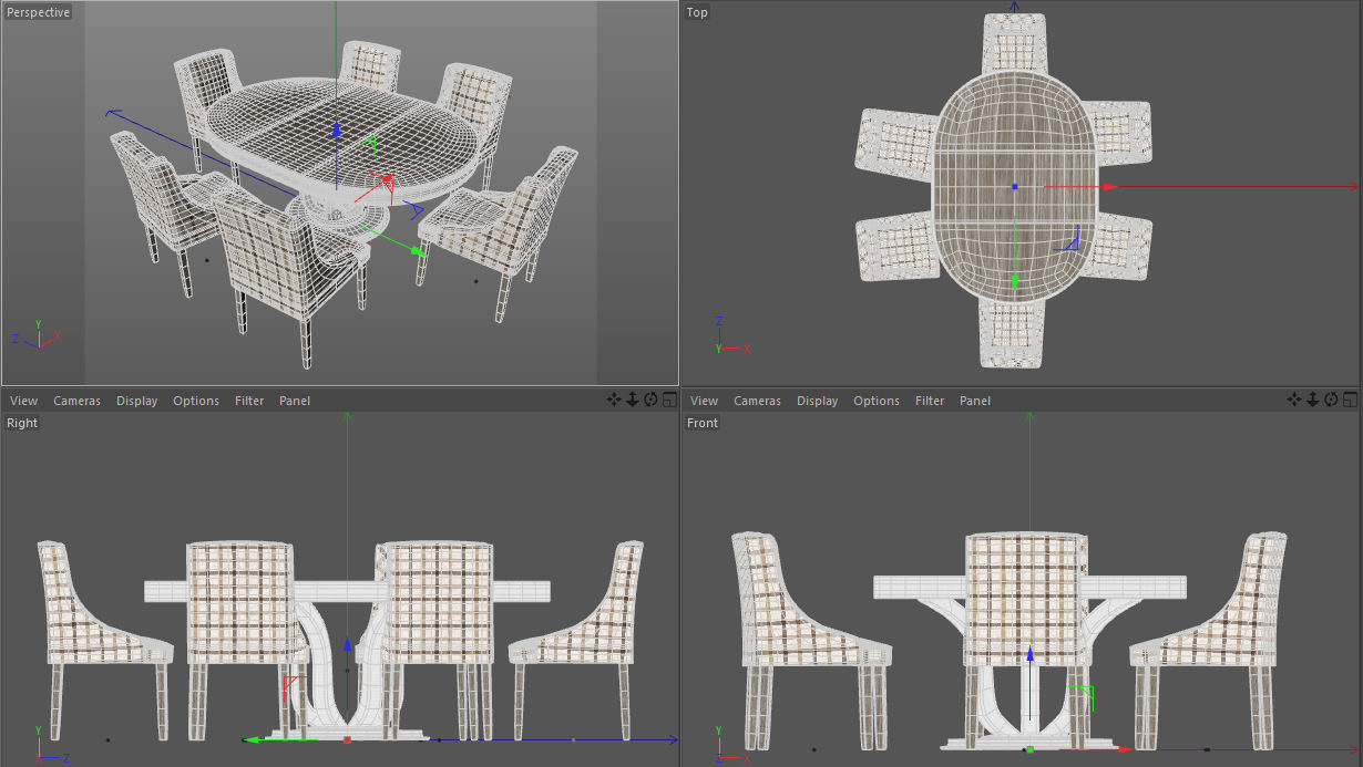 table with chairs set 3D model_8