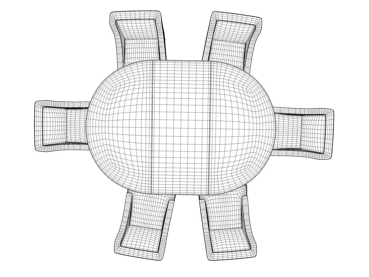 table with chairs set 3D model_6