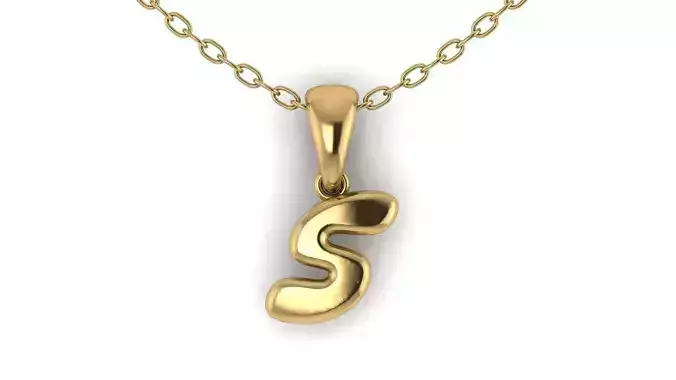 S alphabet solid pendant