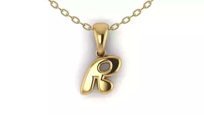 R alphabet solid pendant
